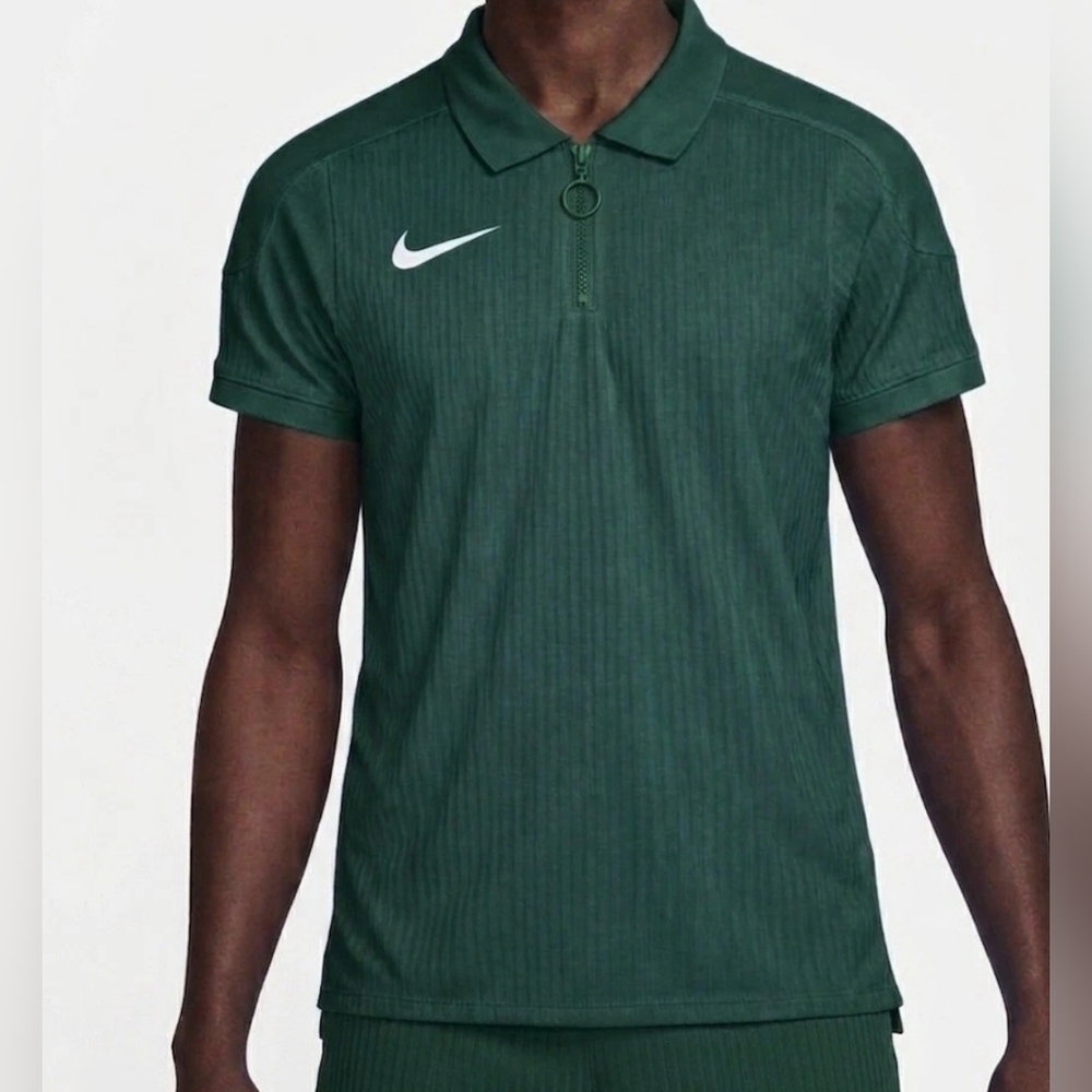Nike Court Slam Dri-Fit ADV 1/4 Zip Tennis Polo Green Men's Size L .